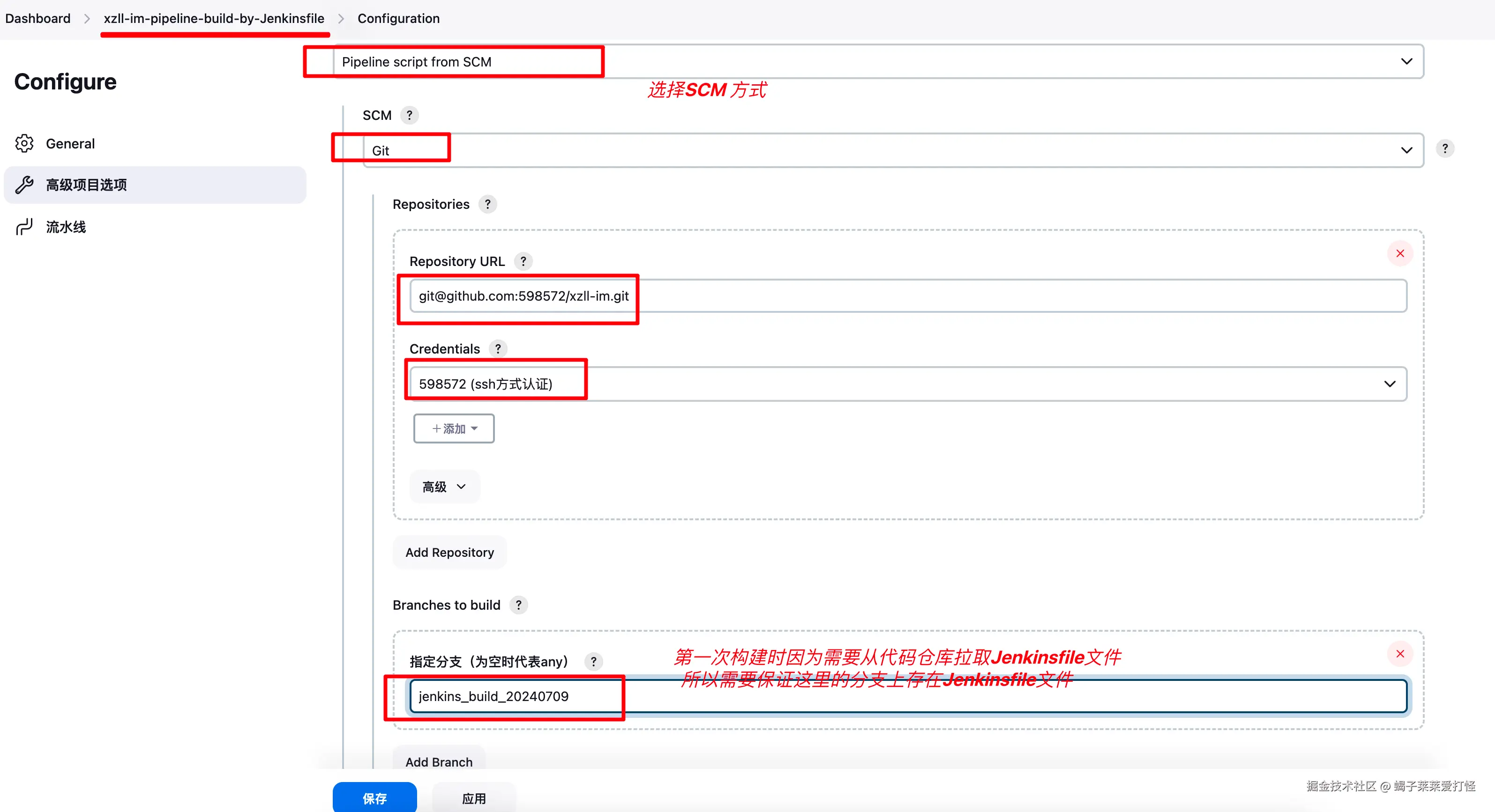 在项目根目录的JenkinsFile 文件中编写声明式流水线脚本的方式启动构建任务配图（2）