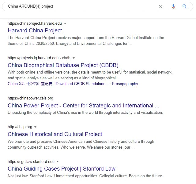 China AROUND(4) project 的搜索结果页面